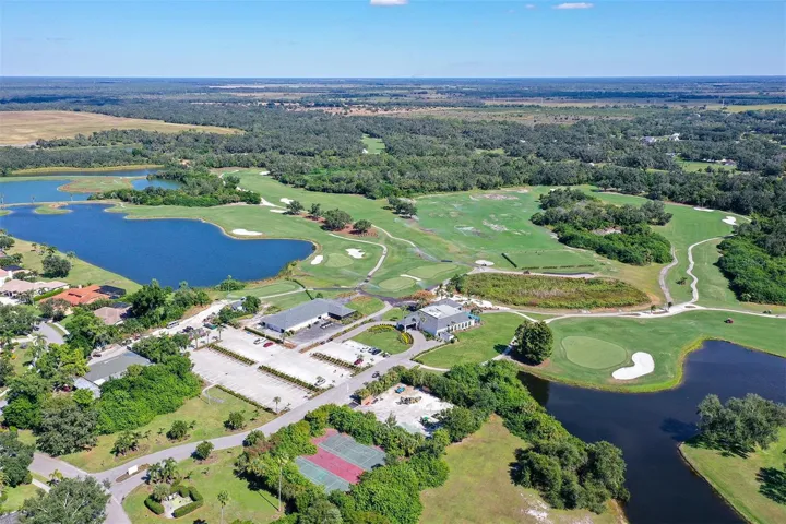 Aerial of golf club, tennis courts no longer in existence.