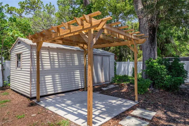 Backyard with Shed and Pergola