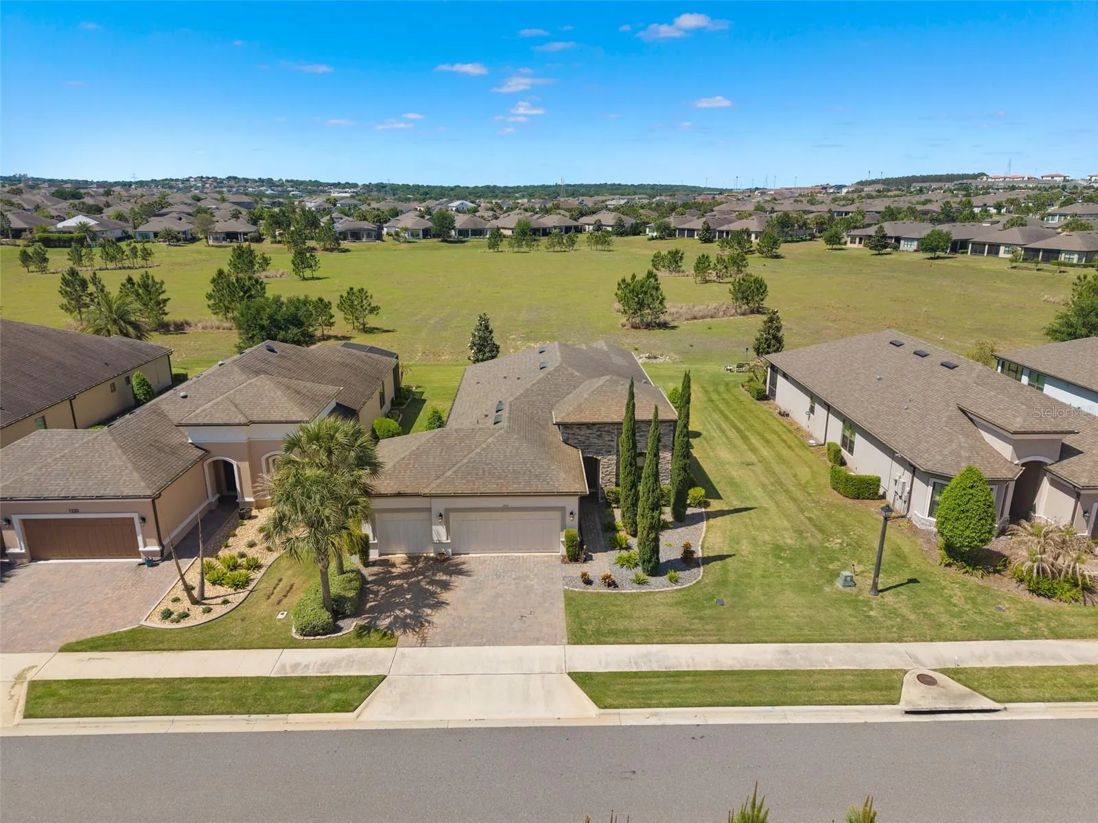 Overhead Drone View showing the Oversized Premium Lot with No Immediate Rear Neighbors