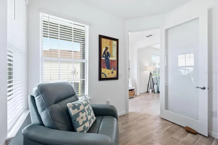 Love the versatility of the full glass door in the flex space