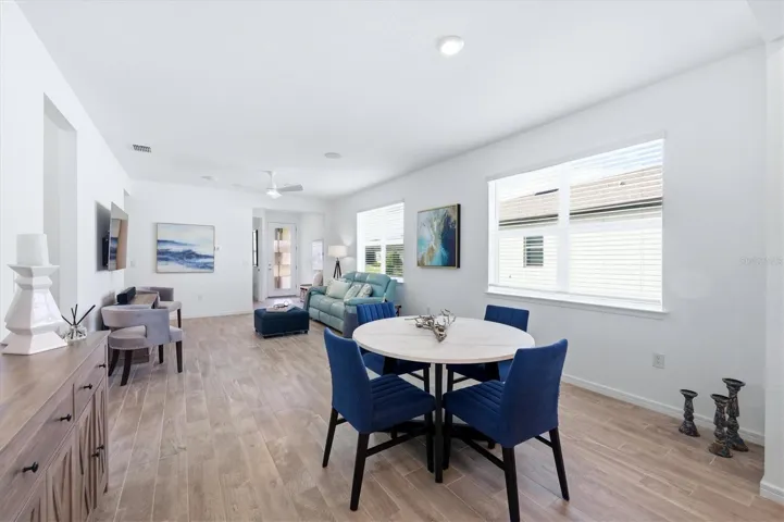 Cafe area has lots of floor space for dining furniture