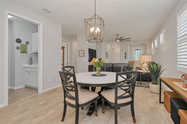 Dining Area with Stylish Chandelier