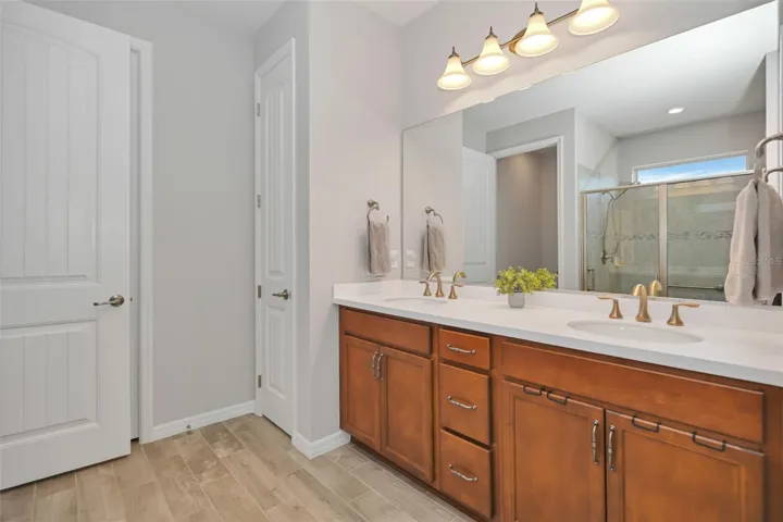 Main Bath Dual Vanity and Linen Closet