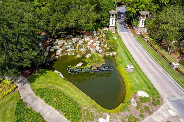 Stone Creek Main Entrance with Waterfalls