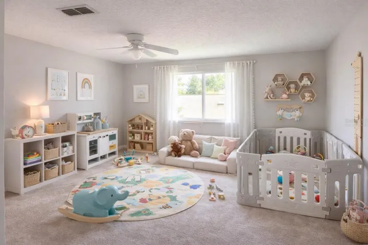 idea for loft playroom virtually staged