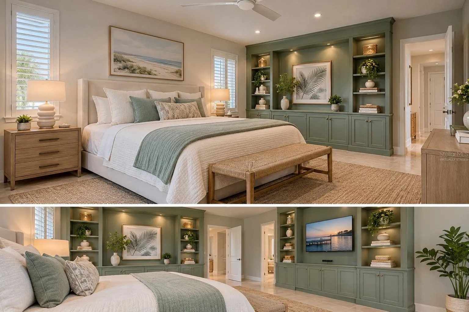 Master bed virtually staged