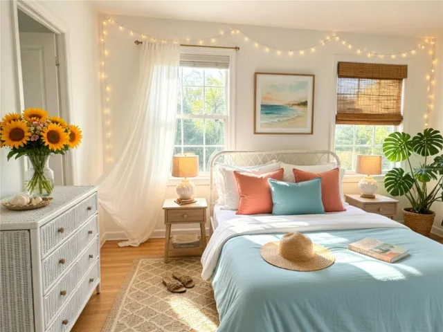 Virtually staged master bedroom with flooring