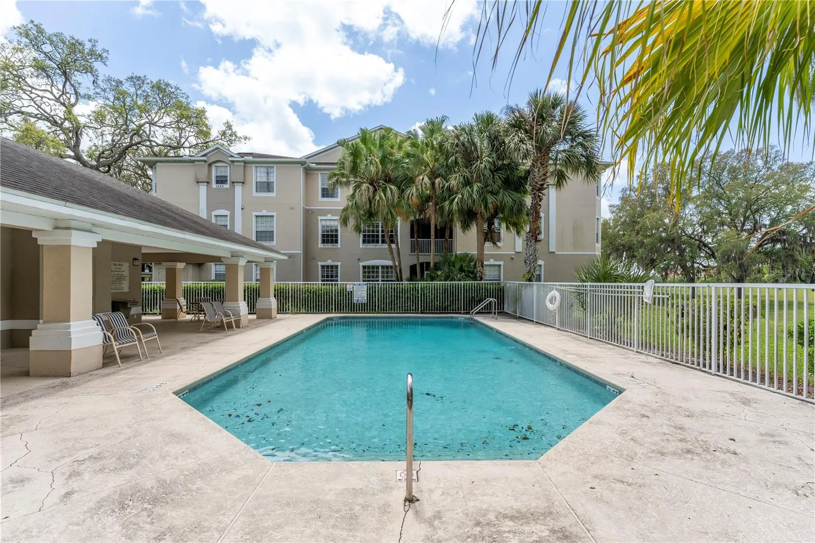 Community pool is behind your building.