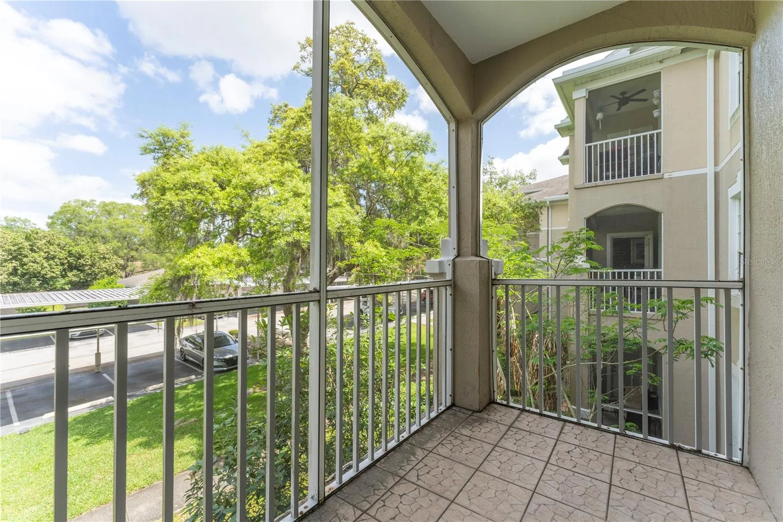 Covered and screened in patio