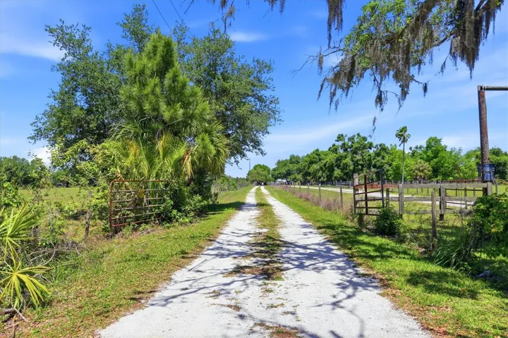 Gravel drive with gate