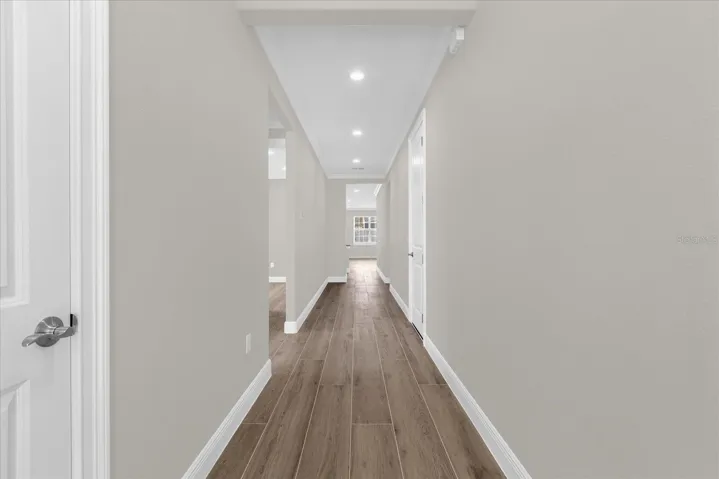 View of the wide hallway from the front door