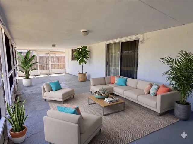 Screened porch virtually staged