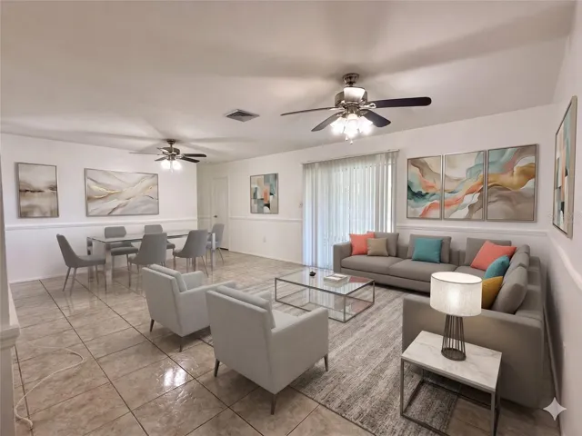 Living/Dining room virtually staged