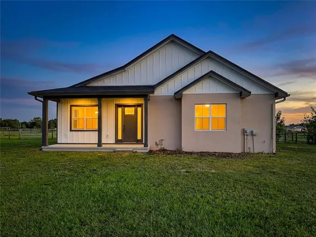 Evening view front elevation