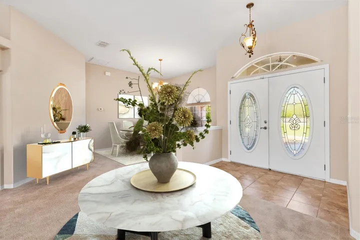 Virtually staged foyer.