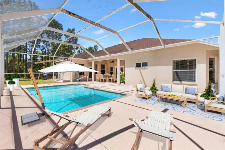 Virtually staged pool area.