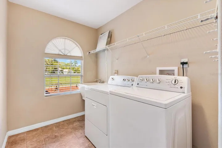Oversized inside laundry room.
