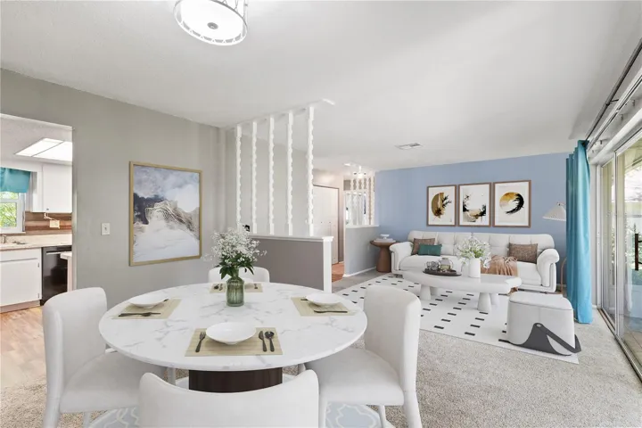 Virtually stage dining room living room
