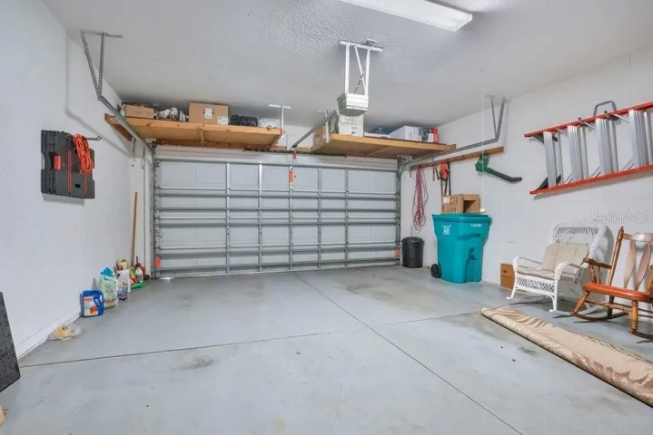 Overhead storage in the garage.