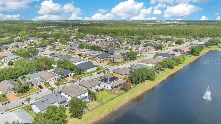 Aerial view of the back of the home.
