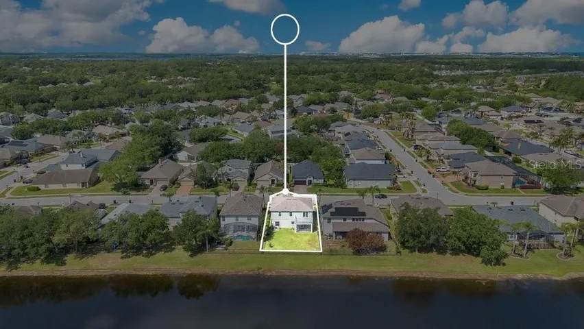 Aerial view of the back of the home.