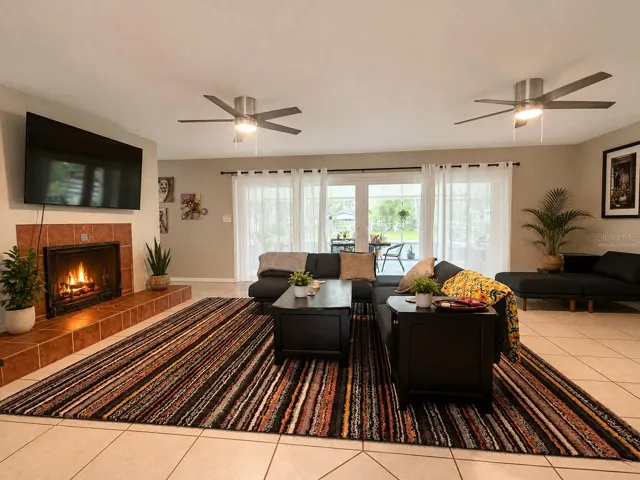 family room virtually staged