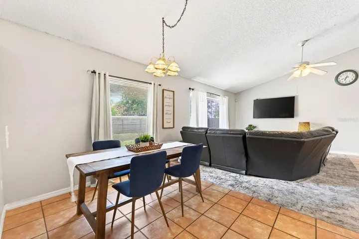 Open living and dining.