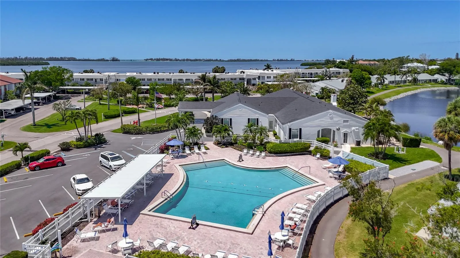 Clubhouse, pool & surrounding views