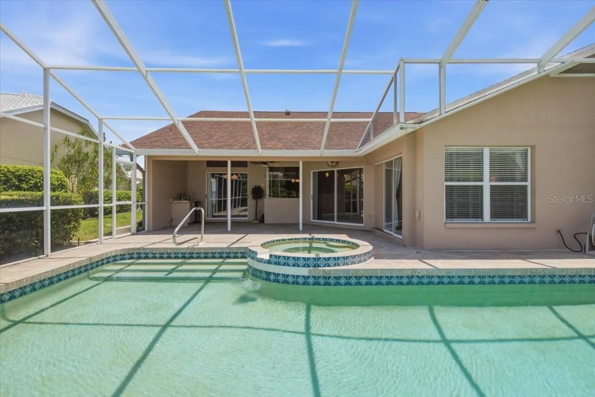 Pool and spa with large under-roof shaded area