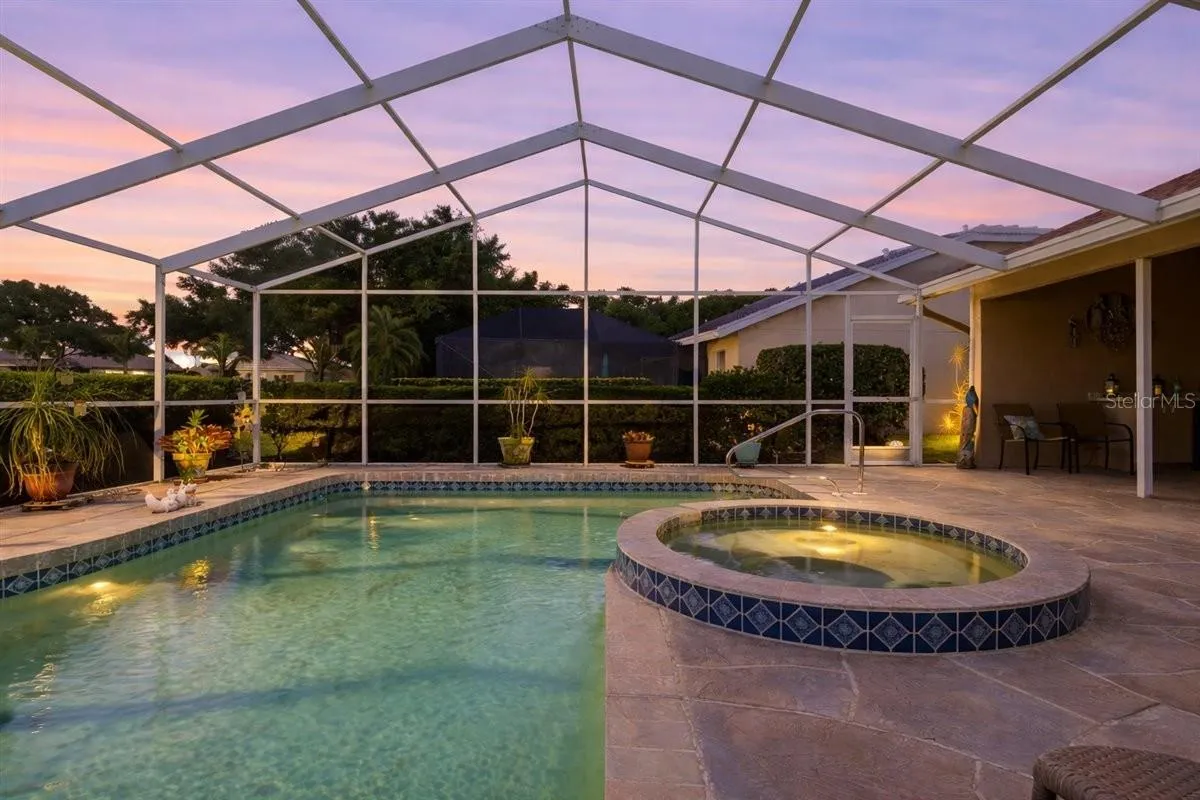 Pool and spa with large under-roof shaded area