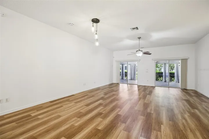 Open living and dining.