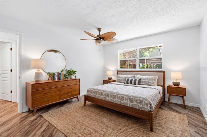 Virtually staged primary bedroom