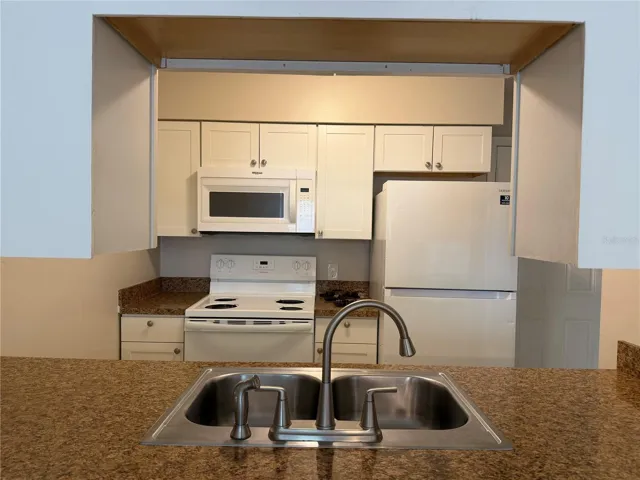 Kitchen view from living room/dining room