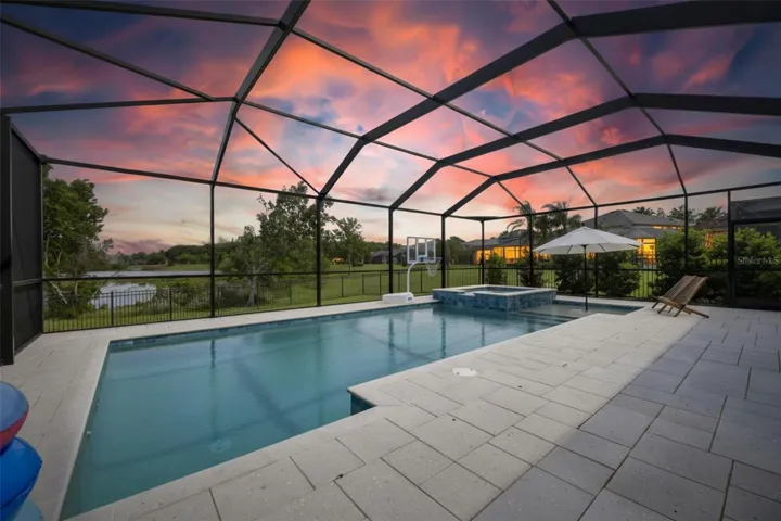 Enjoy the pool and spa at dusk