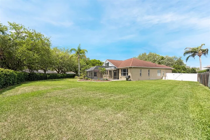 The extremely spacious backyard is completely fenced in!