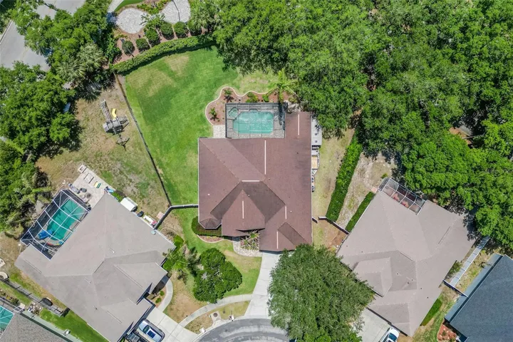 This home sits on a large pie-shaped lot on a quiet, dead-end street.