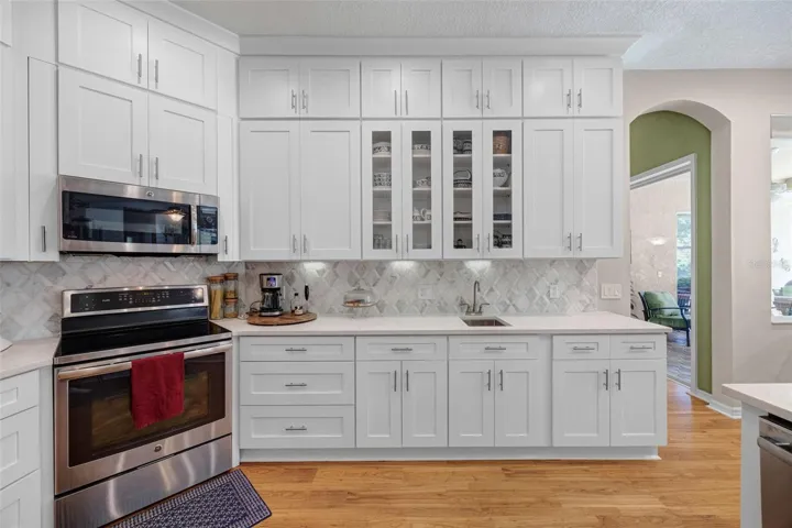 Check out the beautiful glassed-in display cabinets and under cabinet lighting.