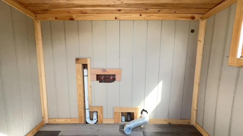 Washer and Dryer Hook-Ups in Shed