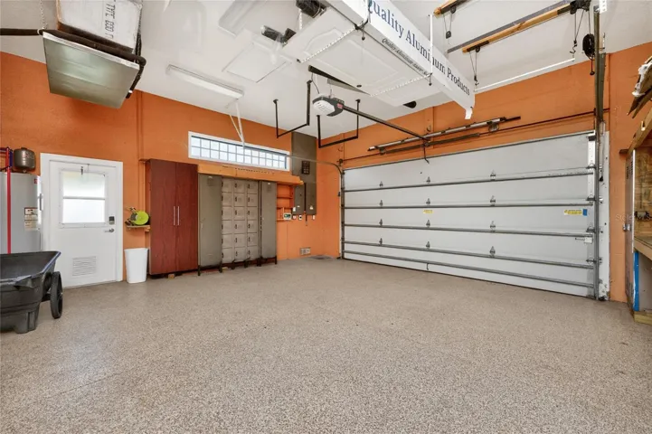 There's suspended storage above in the two car garage.