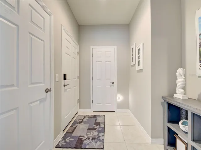 Bright foyer with custom paint and lighting
