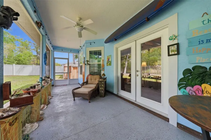 French doors leading out to your patio. Doggie door on the right of the doors