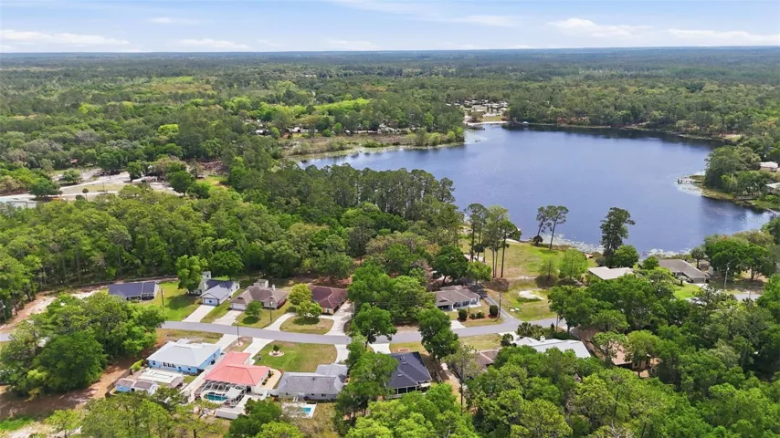 Lake Waldena with community pavilion, dock, and fishing