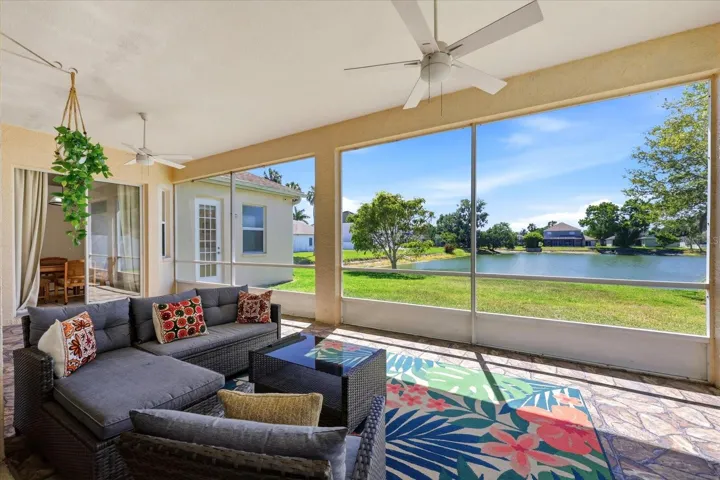 500 Sq Ft screened and roof-covered lanai—your private outdoor retreat for relaxing and entertaining year-round.