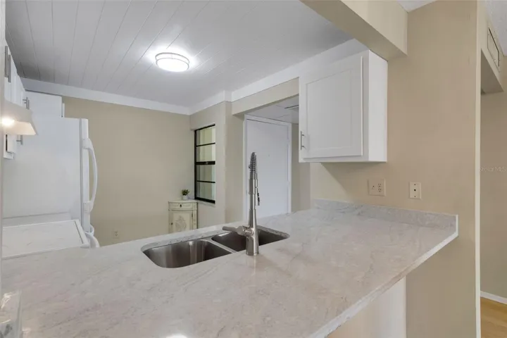 Under mount sink with modern fixture