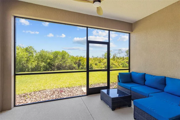 screened lanai with preserve views