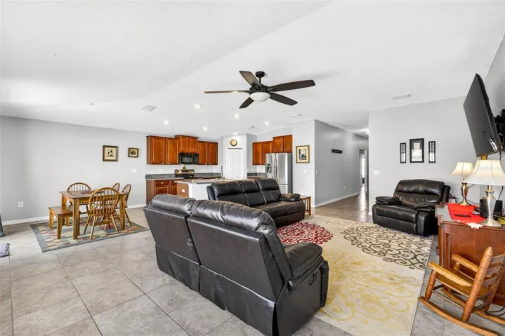 Living/Kitchen/Dining areas