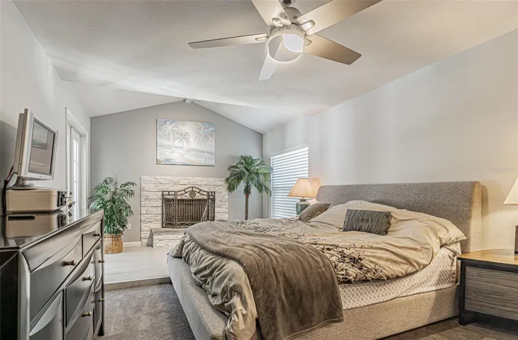 Primary bedroom with fireplace