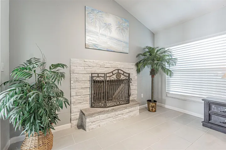 Fireplace in primary bedroom suite