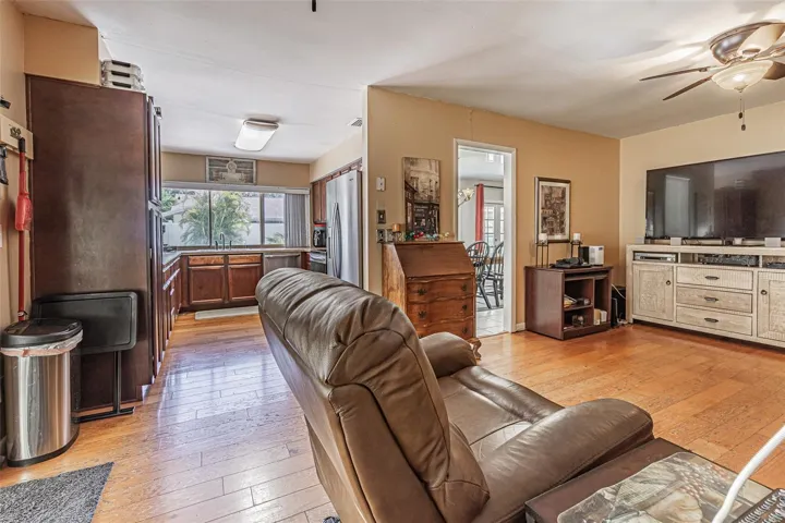 Living room to kitchen and dining