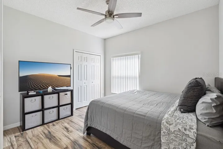 Bedroom #2 with Remote Control Ceiling Fan & Vinyl Plank Flooring